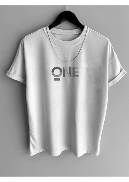 "one" Baskılı Oversize Erkek Tshirt