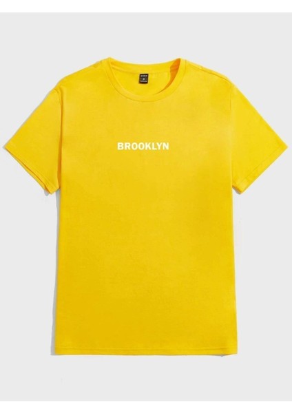 Erkek Beyaz Brooklyn Oversize Bisiklet Yaka Tshirt