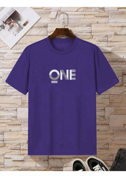 "one" Baskılı Oversize Erkek Tshirt