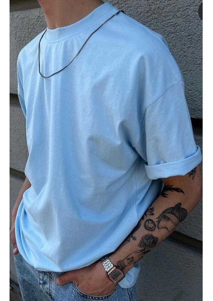 Unisex Baskısız Oversize Penye T-Shirt %100 Pamuk