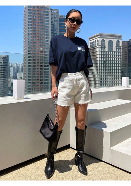 Effect Baskılı Oversize Tişort