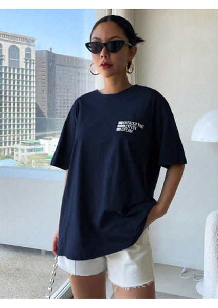Effect Baskılı Oversize Tişort