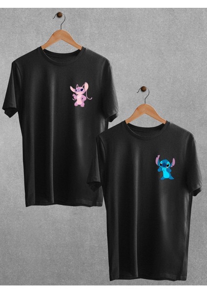 Lilo Stitch Sevgili Çift Takım Tişört Oversize Motto Sevgili Couple T-Shirt