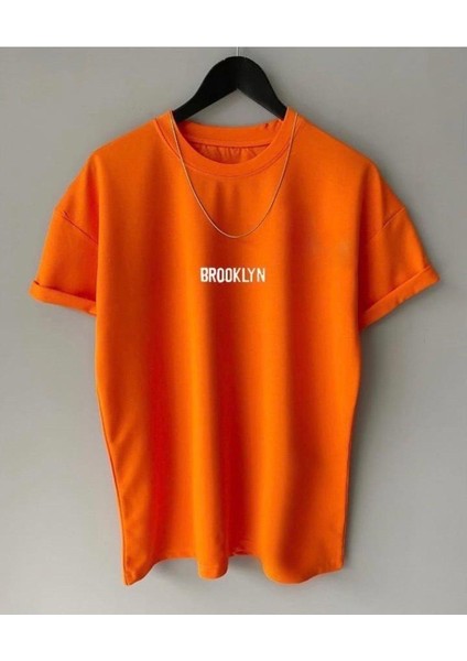 Erkek Beyaz Brooklyn Oversize Bisiklet Yaka Tshirt