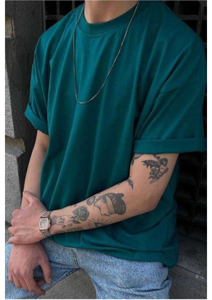 Unisex Baskısız Oversize Penye T-Shirt %100 Pamuk