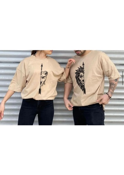 Sevgili Çift Kombinleri Aslan Kaplan Tasarım 2 Li Ürün T-Shirt