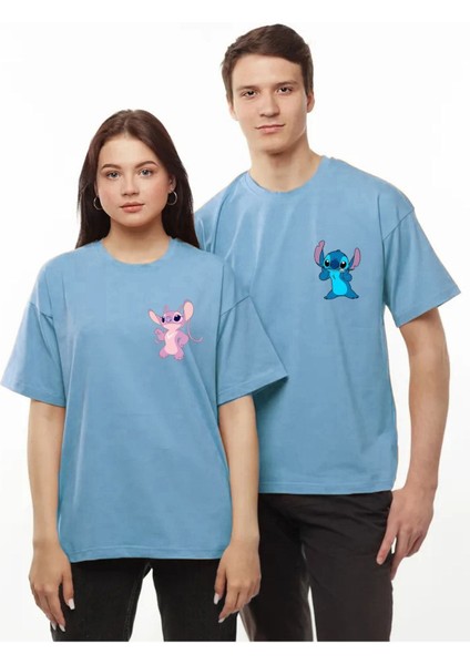 Lilo Stitch Sevgili Çift Takım Tişört Oversize Motto Sevgili Couple T-Shirt