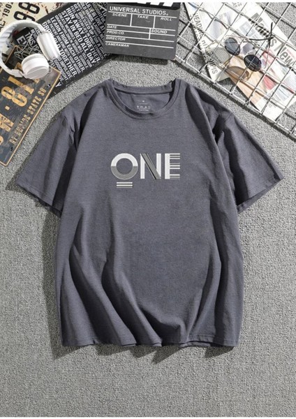"one" Baskılı Oversize Erkek Tshirt