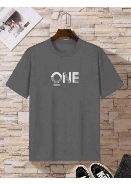 "one" Baskılı Oversize Erkek Tshirt