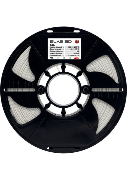 ELAS3D Asa Beyaz Renk Filament 1.75MM 1kg