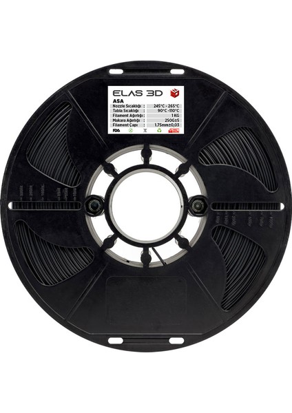 ELAS3D Asa Siyah Renk Filament 1.75MM 1kg