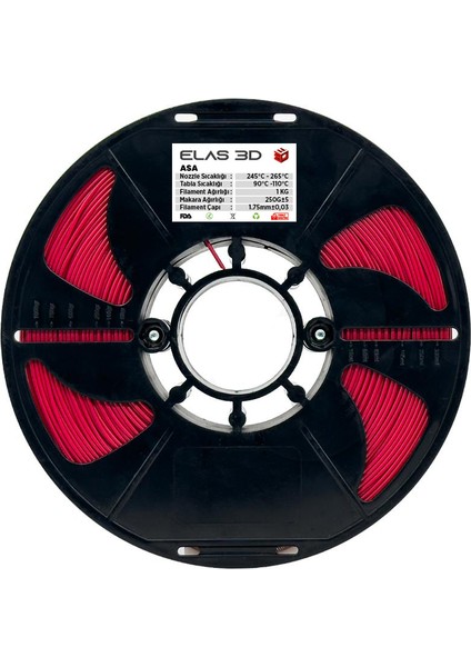 ELAS3D Asa Kırmızı Renk Filament 1.75MM 1kg
