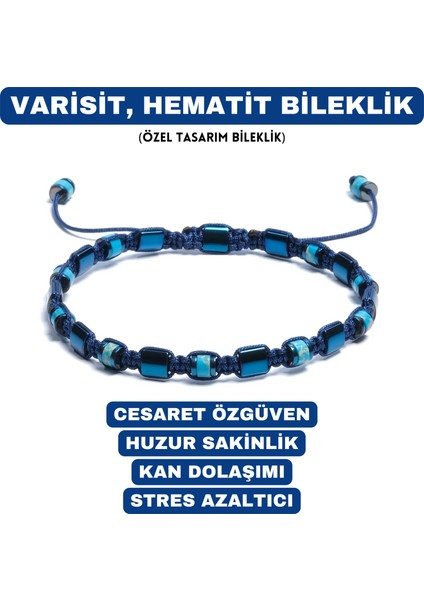 Varisit, Hematit Bileklik - Jagu Bright Blue Bileklik -Tasarım Bileklik 4 mm 6 mm Ayarlanabilir