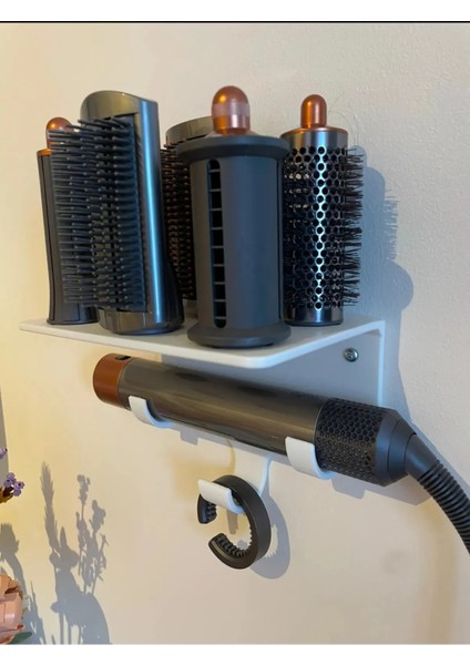 Beyaz Dyson Airwrap Uyumlu Düzenleyici Stand, Saç Şekillendirici Organizer Standı, Duvara Monte