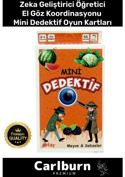 Özel Eğitici Zeka Geliştirici Öğretici Eğlence Aile 55 Parça Mini Dedektif Meyve&sebzeler Oyun Kartı