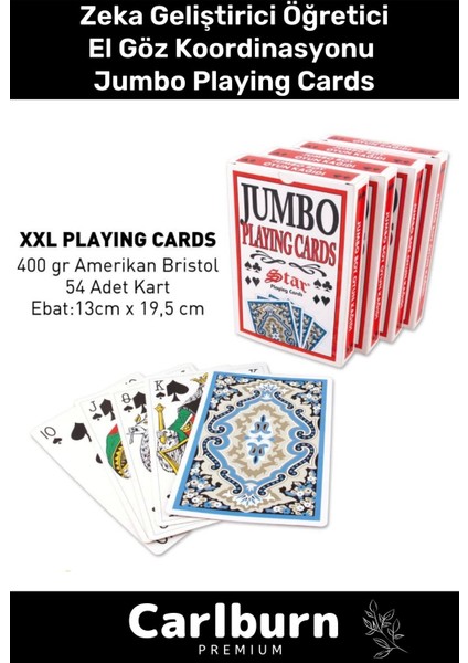 Premium Eğitici Zeka Geliştirici Öğretici Eğlence Parti 54'lü Amerikan Bristol Jumbo Playing Cards