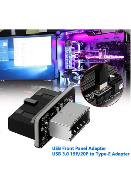 Type-E To USB 3.0 19 Pın Anakart Dişi Erkek Çevirici Dönüştürücü Adaptör 5209