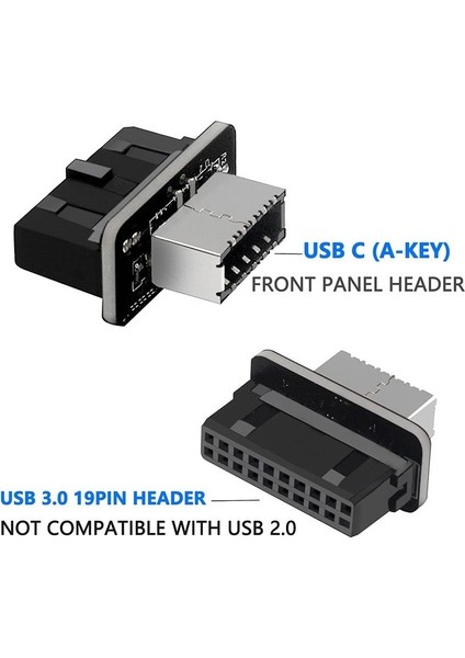 Type-E To USB 3.0 19 Pın Anakart Dişi Erkek Çevirici Dönüştürücü Adaptör 5209