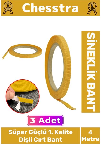 Iz Bırakmayan Süper Güçlü Kendinden Yapışkanlık Ahşap Kalite Sineklik Yedek 4mt Cırt Bant 3 Adet