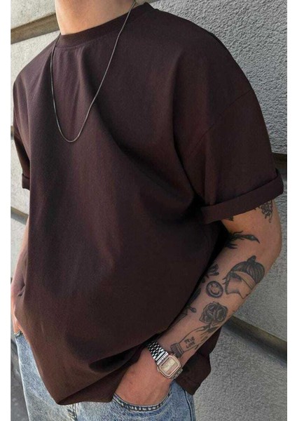 Unisex Baskısız Oversize Penye T-Shirt %100 Pamuk