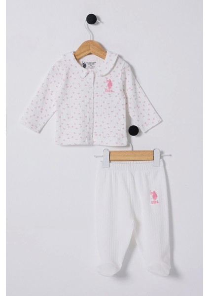 U.s Polo Bebek 2'li Takım USB2433 Beyaz-Pembe
