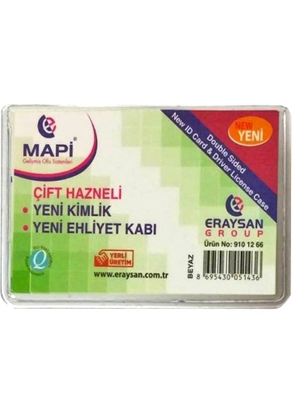 Çift Hazneli Kimlik Ehliyet Kabı Şeffaf - 10 Adet