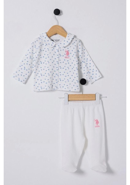U.s Polo Bebek 2'li Takım USB2433 Beyaz-Mavi