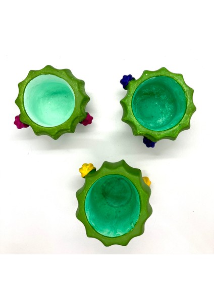 Kaktüs Biblo Saksı Dekoratif 3'lü Set