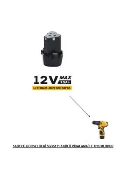 5137 Profesyonel Akülü Vidalama Yedek Batarya 12 Volt (1.5AH)