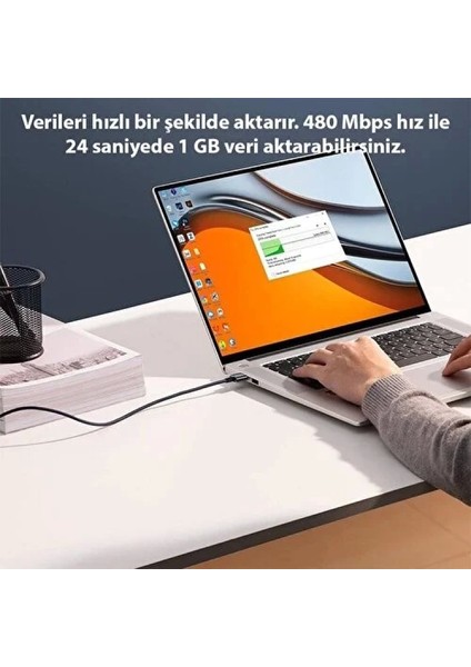 Şeffaf Uçlu Iphone 45W USB Hızlı ve Dayanıklı Şarj ve Data Işıklı Örgü Kablo 1 Metre