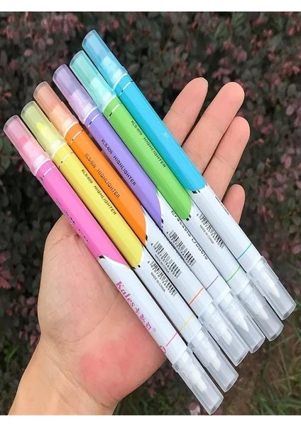 Silinebilir Fosforlu Kalem 6 Renk 1 Paket Mikro Silinebilir Işaretleme Kalemi Çift Başlı Pürüzsüz Yazma ve Silme