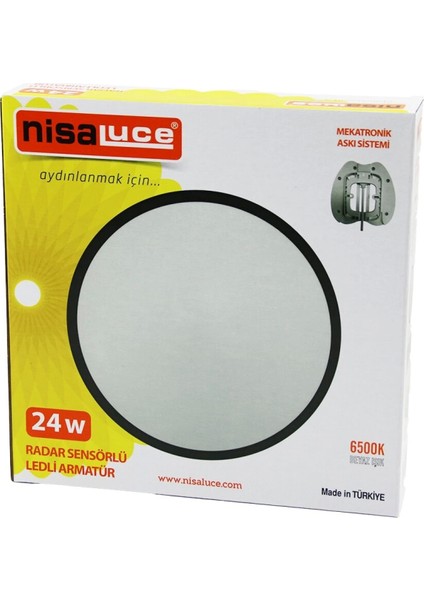 Nisaluce EAMP-106/B 24W Radar Sensörlü Ledli Armatür Beyaz Çerçeve Mekatronik Askı Sistemi 6500K - 2160LM (4887)