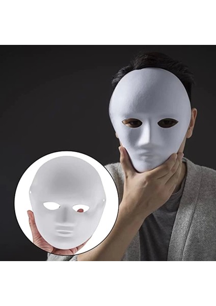 Beyaz Renk Boyanabilir Anonim Tam Yüz Cosplay Maske 24X18 cm (4887)