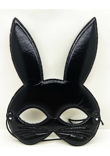 Siyah Renk Kumaş Malzemeden Imal Eva Tavşan Maskesi 19X15 cm (4887)
