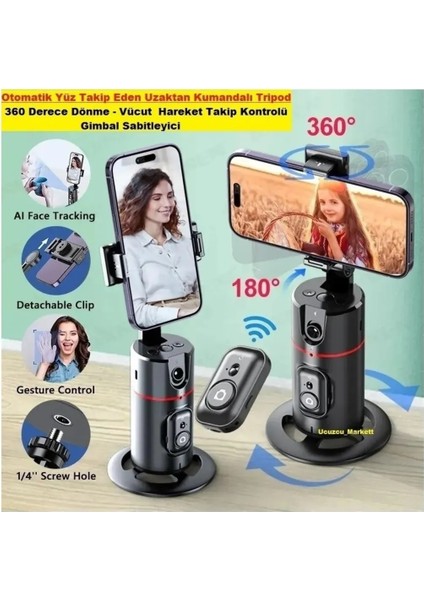 Uzaktan Kumandalı Yüz Takip Eden Otomatik TRIPOD-360 Derece Dönme