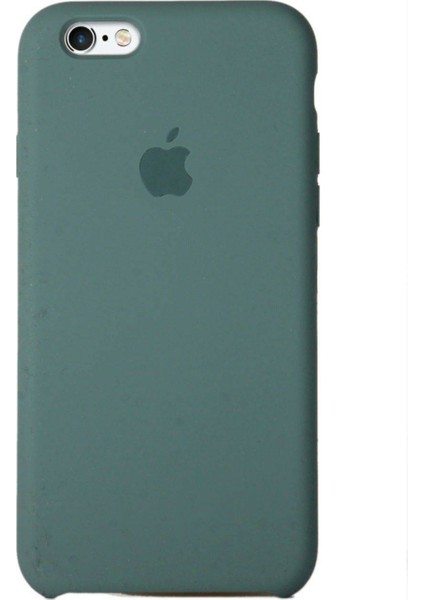 Apple iPhone 8 Uyumlu Logolu Içi Kadife Altı Açık Lansman Haki Silikon Kılıf