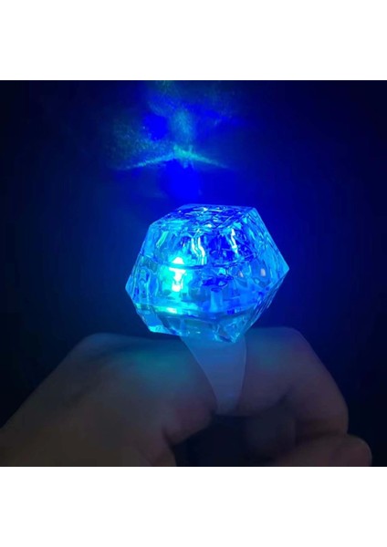 Kristal Tasarımlı LED Glow Işıklı 3 Modlu Mavi Yüzük 3.5 x 5 cm (4887)