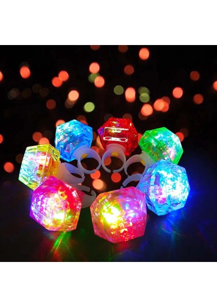 Kristal Tasarımlı LED Glow Işıklı 3 Modlu Mavi Yüzük 3.5 x 5 cm (4887)