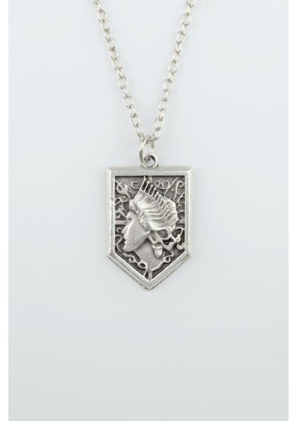 Anime Attack On Titan Sina Gümüş Kaplama Düz Zincir Kolye