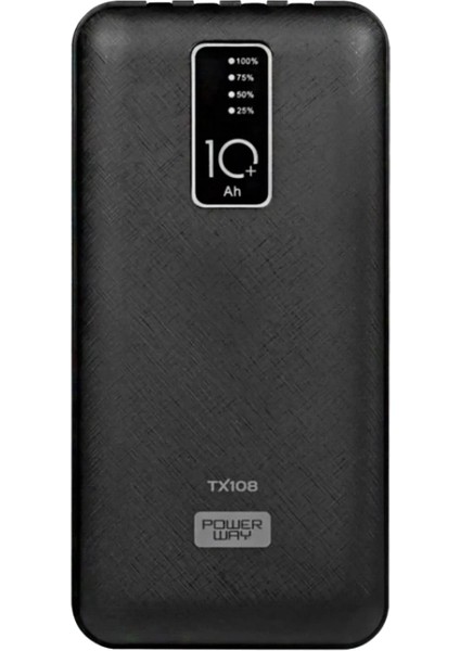 Powerway TX108 10000 Mah Siyah Göstergeli Ekstra Kablolu 4 Çıkışlı Powerbank (4887)