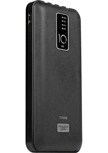 Powerway TX108 10000 Mah Siyah Göstergeli Ekstra Kablolu 4 Çıkışlı Powerbank (4887)