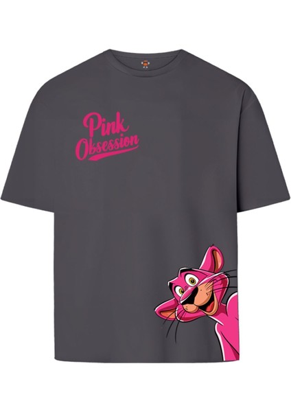 Pink Obsession Çift Iplik Dokumalı Rahat Kalıp PAMUK T-Shirt