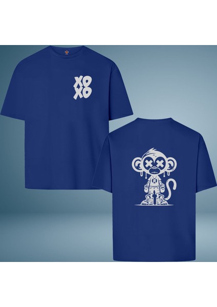 Xoxo Cool Monkey Çift Iplik Dokumalı Rahat Kalıp Pamuk T-Shirt