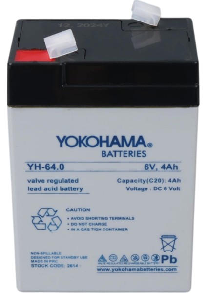 Yokohama Yh-64.0 6 Volt - 4 Amper Işıldak Aküsü (70 x 48 x 101 Mm) (4887)