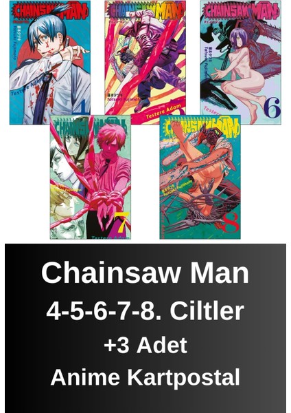 Chainsaw Man 4-5-6-7-8. Ciltler (5 Kitap) | Anime Kartpostallar