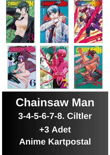 Chainsaw Man 3-4-5-6-7-8. Ciltler (6 Kitap) | Anime Kartpostallar