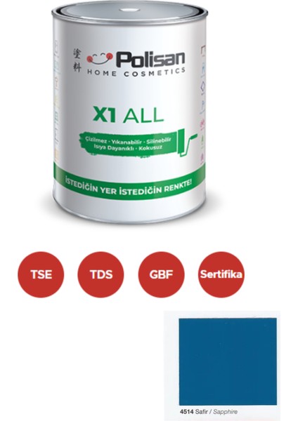 X1 All Dönüşüm Boyası 0,75 Lt Safir / 4514