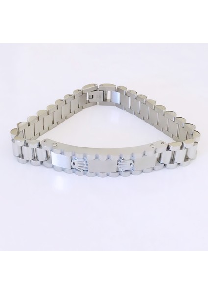 Taç Figürlü Rolex Model Çelik Bileklik 21 cm
