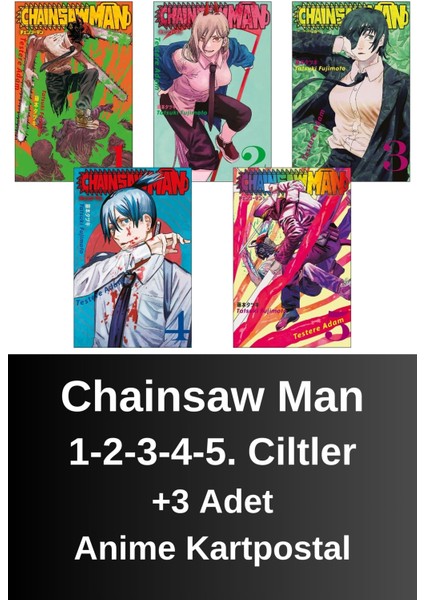 Chainsaw Man 1-2-3-4-5. Ciltler (5 Kitap) | Anime Kartpostallar