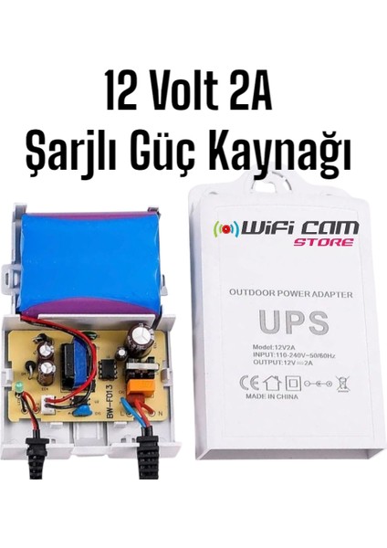 12 Volt Ups Adaptör Şarjlı Voltaj Korumalı Güç Kaynağı-Elektrik Kesilsede Kameranız Çalışsın fiyatları